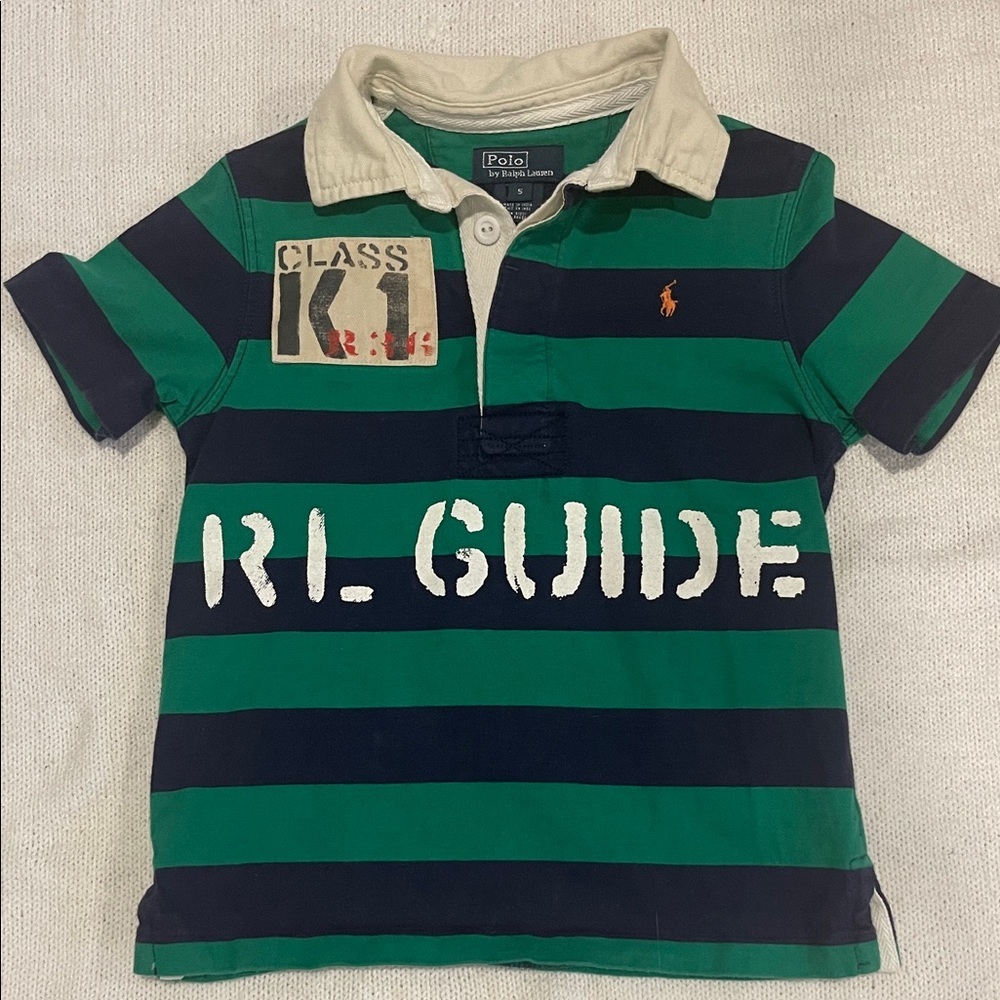 Polo by Ralph Lauren Kids Green and Navy Striped Polo size 5